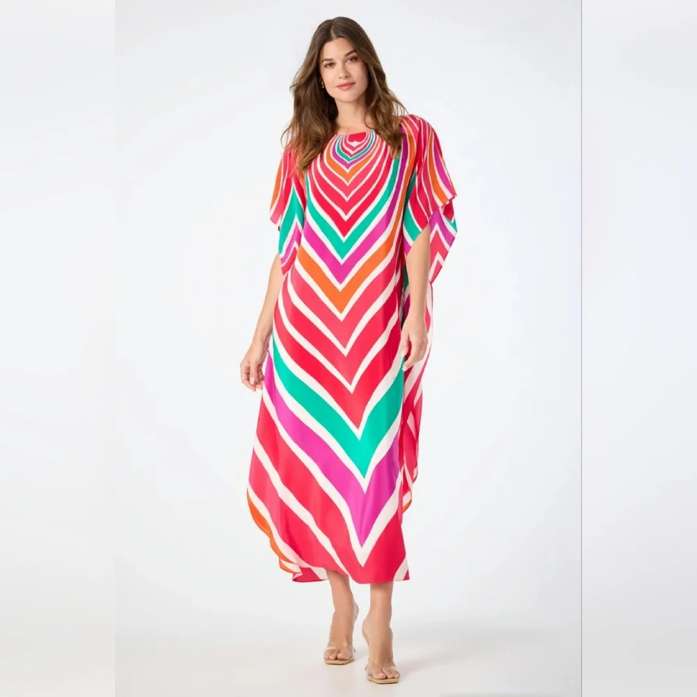 Trina Turk Jalani Maxi Caftan Dress - Sur Mer - Picture 2 of 9